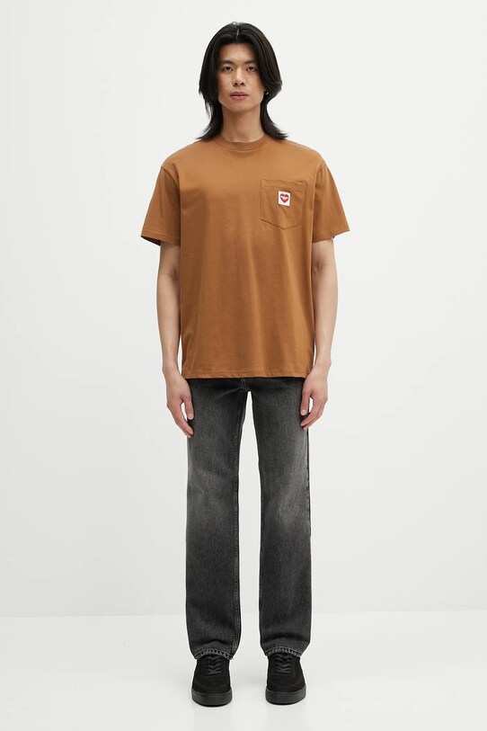 Carhartt WIP t-shirt in cotone S/S Pocket Heart T-Shirt I032128.HZXX marrone