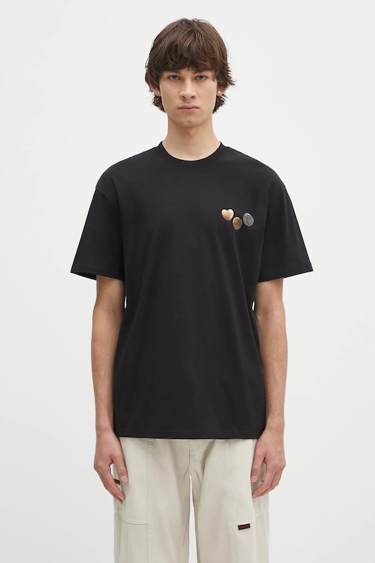 Carhartt WIP t-shirt in cotone S/S Button T-Shirt rilassato nero I034658.89XX