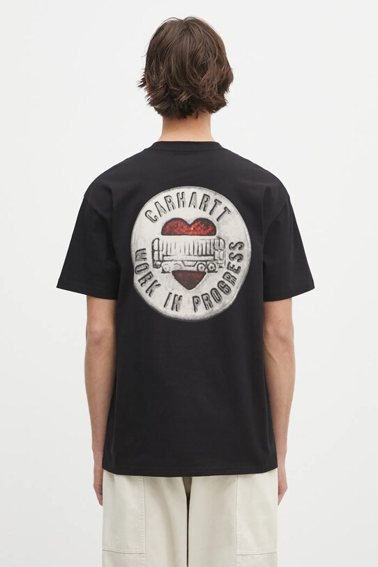 Oblečenie Bavlnené tričko Carhartt WIP S/S Button T-Shirt I034658.89XX čierna