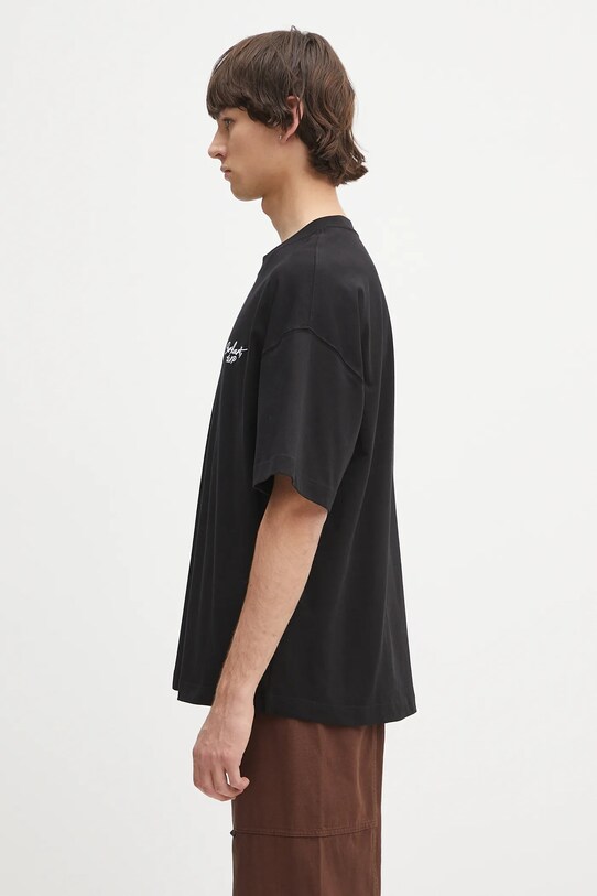 Βαμβακερό μπλουζάκι Carhartt WIP S/S Signature Script T-Shirt I033828.0D2XX μαύρο SS25