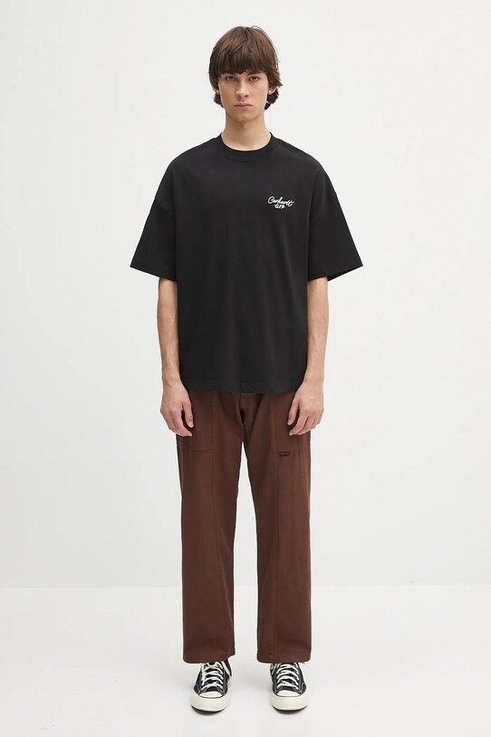 Βαμβακερό μπλουζάκι Carhartt WIP S/S Signature Script T-Shirt I033828.0D2XX μαύρο