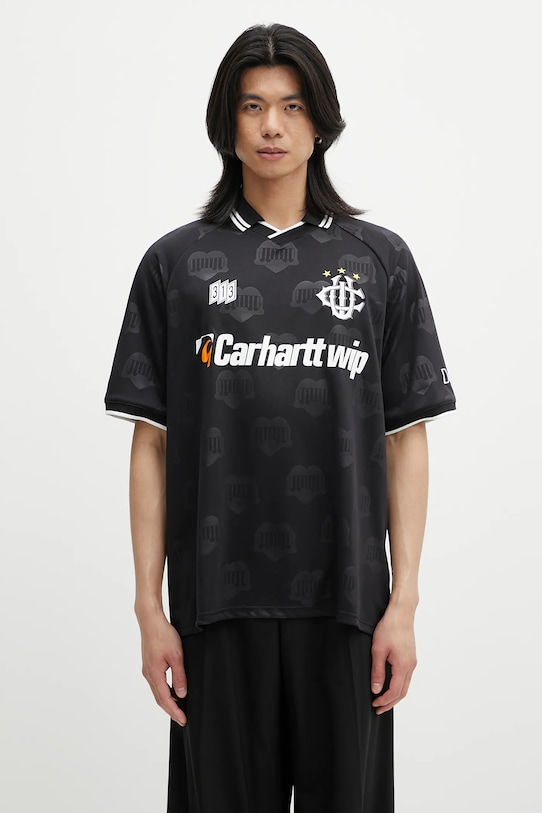 Поло Carhartt WIP S/S Hartt’s Football T-Shirt с эластаном чёрный I034625.2UFXX
