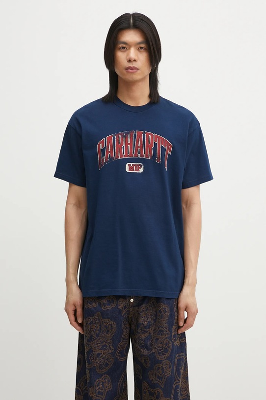Bavlněné tričko Carhartt WIP S/S Lecture T-Shirt regular námořnická modř I034766.E74G
