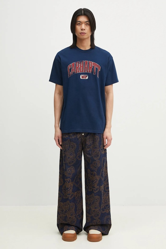Bavlněné tričko Carhartt WIP S/S Lecture T-Shirt I034766.E74G námořnická modř