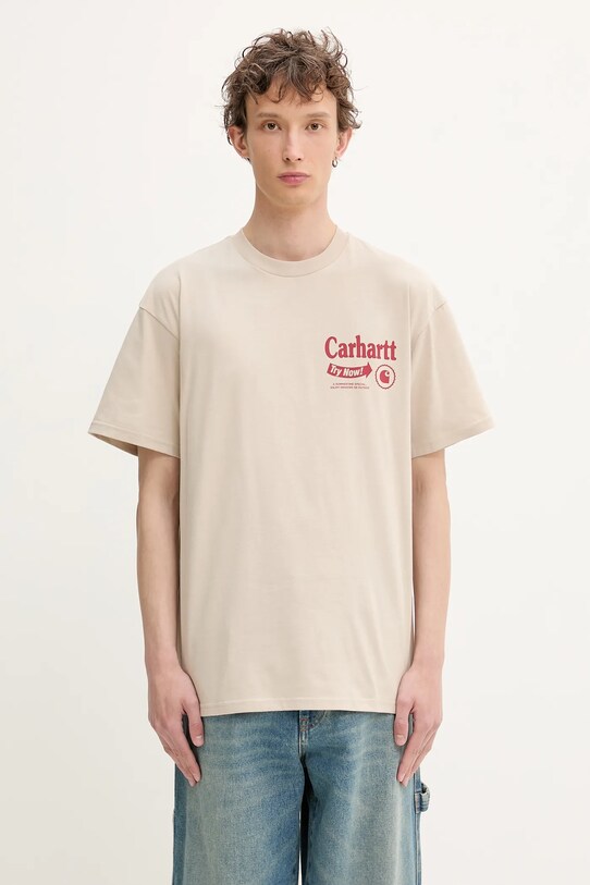 Ρούχα Βαμβακερό μπλουζάκι Carhartt WIP S/S Catalogue T-Shirt I034644.2X6XX μπεζ