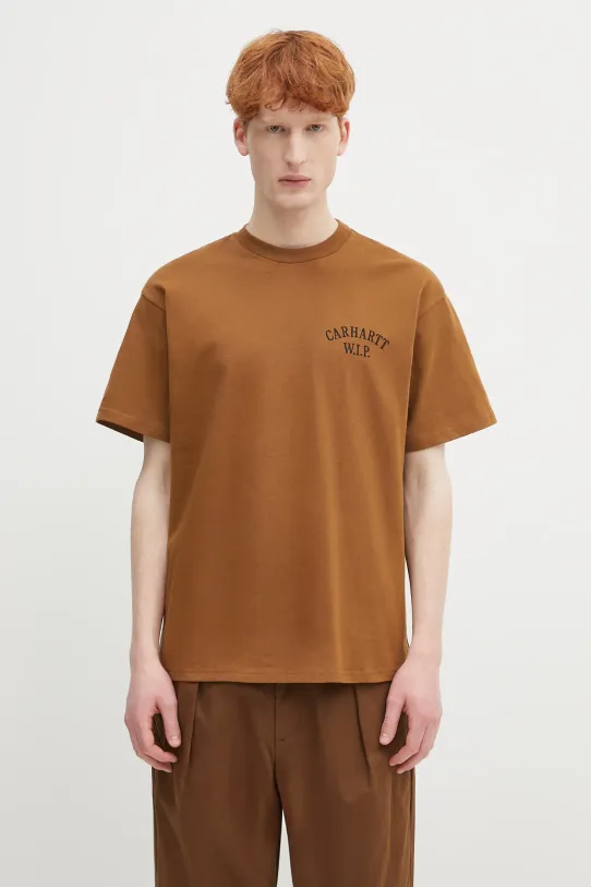 Carhartt WIP tricou din bumbac S/S Cabinetry T-Shirt print maro I034779.08WXX