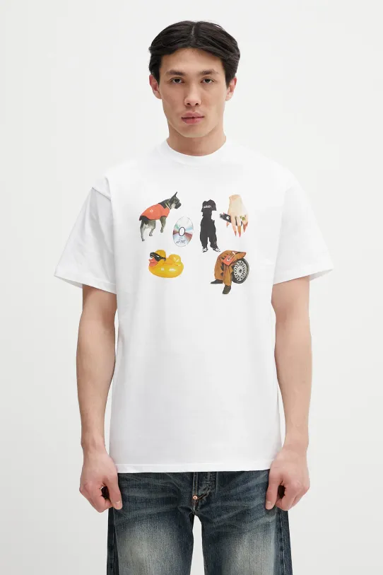 Carhartt WIP t-shirt bawełniany S/S Jacob Rochester T-Shirt nadruk biały I034780.02XX