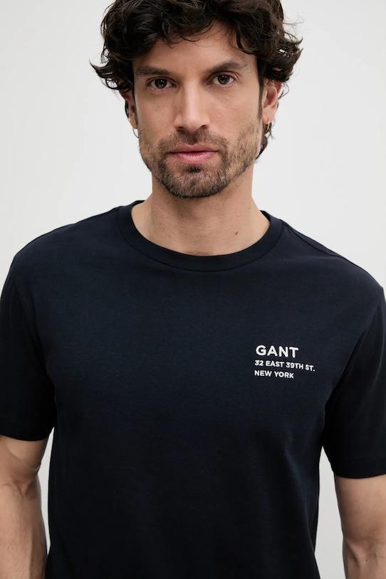 Βαμβακερό μπλουζάκι Gant σκούρο μπλε 2003300