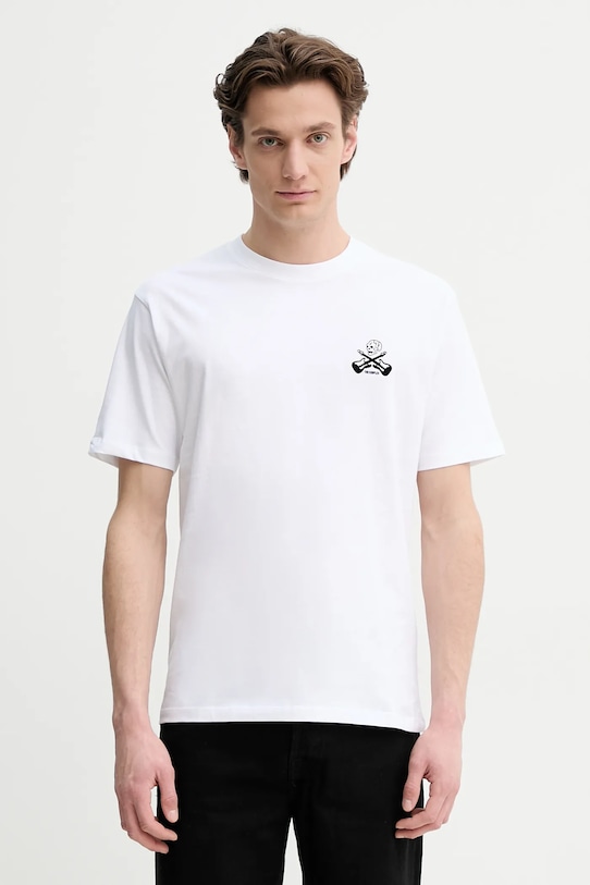 The Kooples tricou din bumbac imprimeu alb HTSC30029K