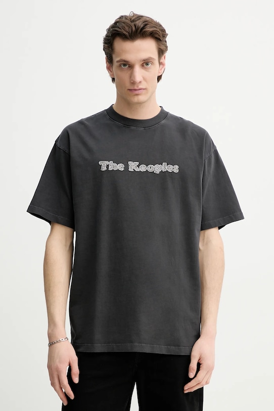 The Kooples t-shirt bawełniany aplikacja szary HTSC30020K