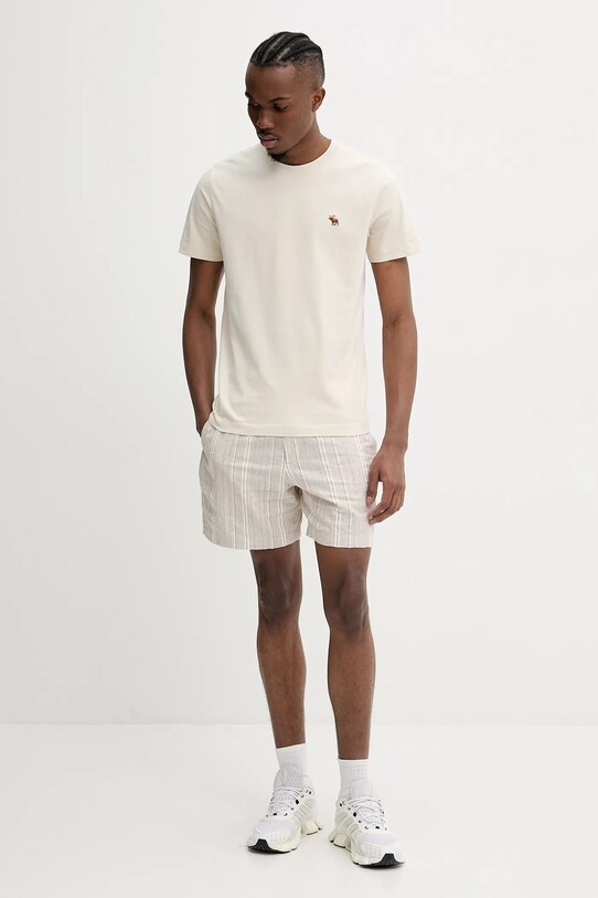 Abercrombie & Fitch tricou din bumbac KI124.5068.175 bej SS25