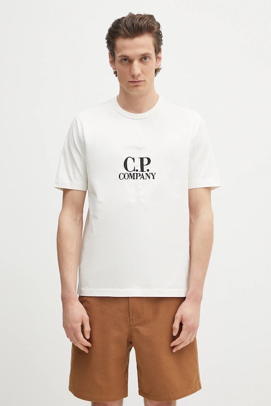 C.P. Company t-shirt in cotone applique bianco 18CMTS106A110301W