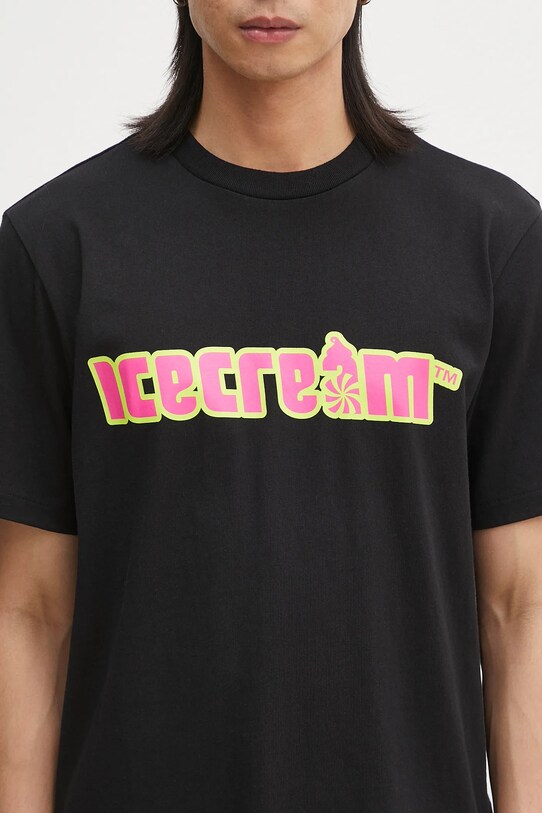 ICECREAM tricou din bumbac Soft Serve T-Shirt negru IC25142