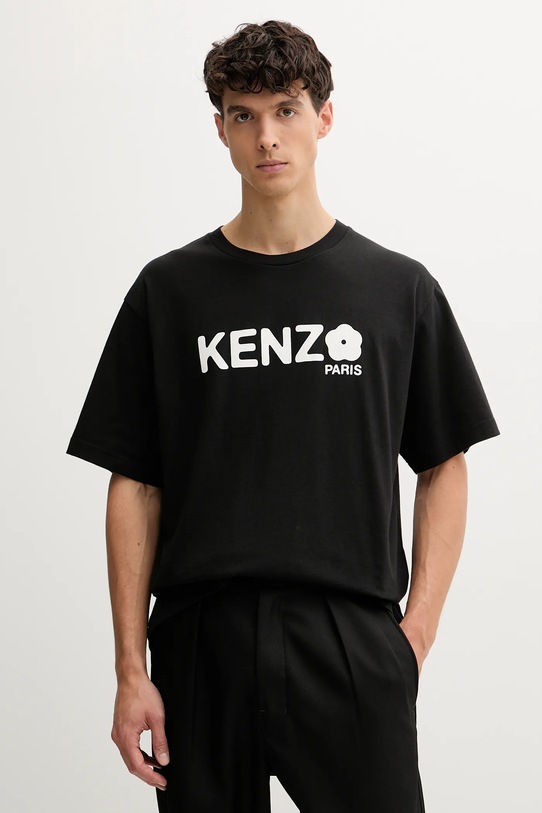 Bavlněné tričko Kenzo Boke Flower 2.0 potisk černá FF55TS4914SG.99J