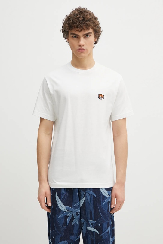 Памучна тениска Kenzo Happy Tiger щампа бял FF55TS5274SG.02