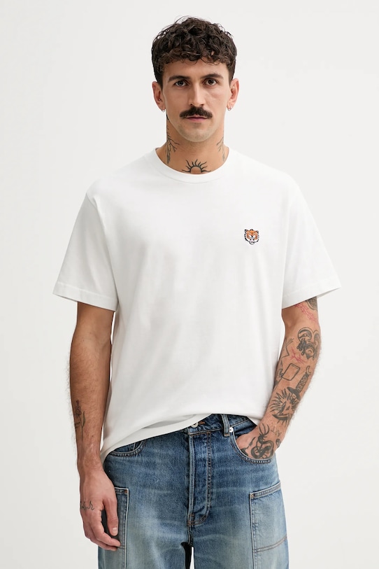 Kenzo t-shirt bawełniany Happy Tiger regular biały FF55TS5274SG.02