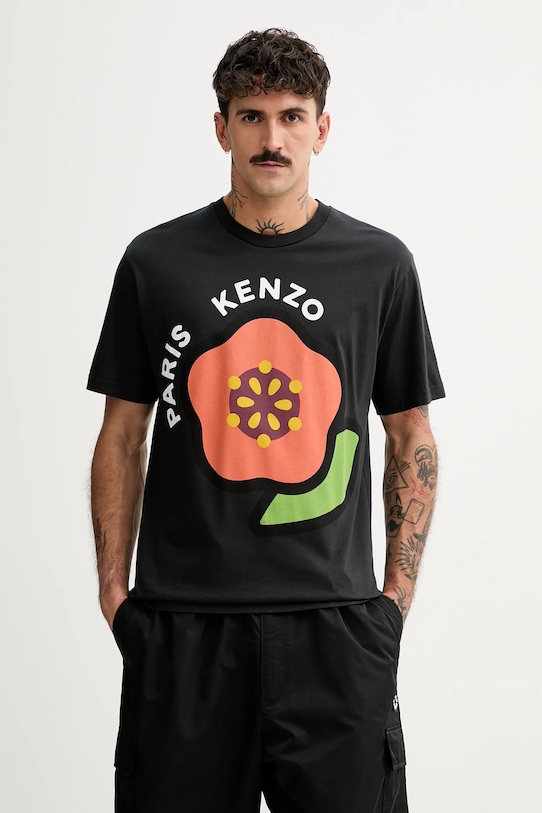 Kenzo t-shirt bawełniany nadruk czarny FF55TS5304SG.99J