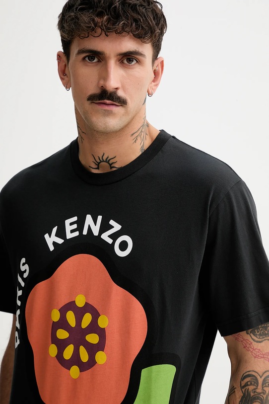 Kenzo t-shirt bawełniany czarny FF55TS5304SG.99J