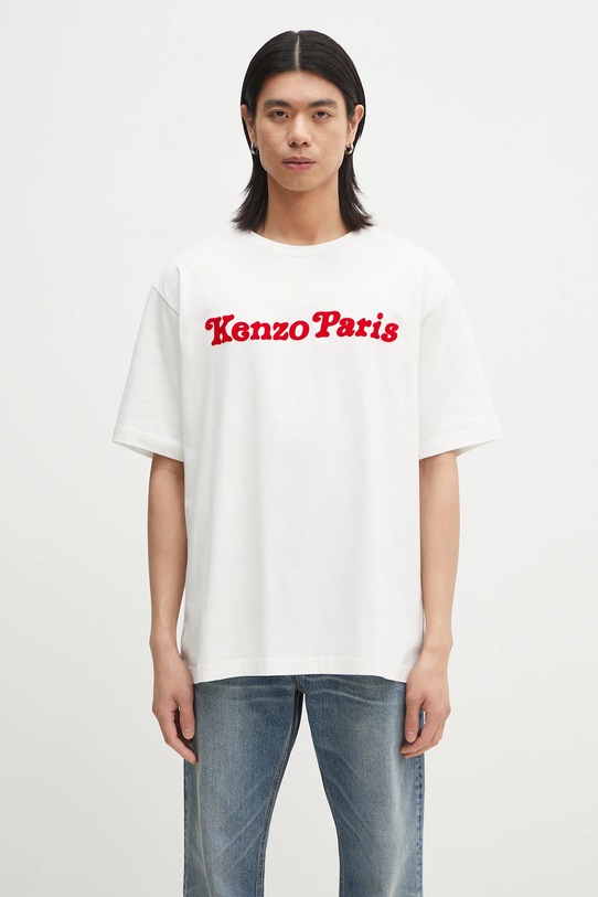 Памучна тениска Kenzo щампа бял FF55TS5474SG.02