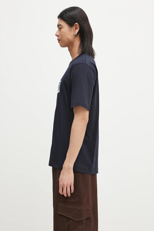 Хлопковая футболка Norse Projects Holger Post Stamp Print T-Shirt N01.0686.7004 тёмно-синий SS25