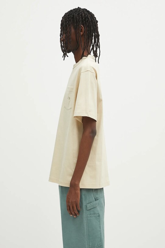 The North Face t-shirt bawełniany Dome Relaxed Pocket NF0A8C3P3X41 beżowy SS25