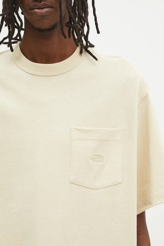 The North Face t-shirt bawełniany Dome Relaxed Pocket beżowy NF0A8C3P3X41
