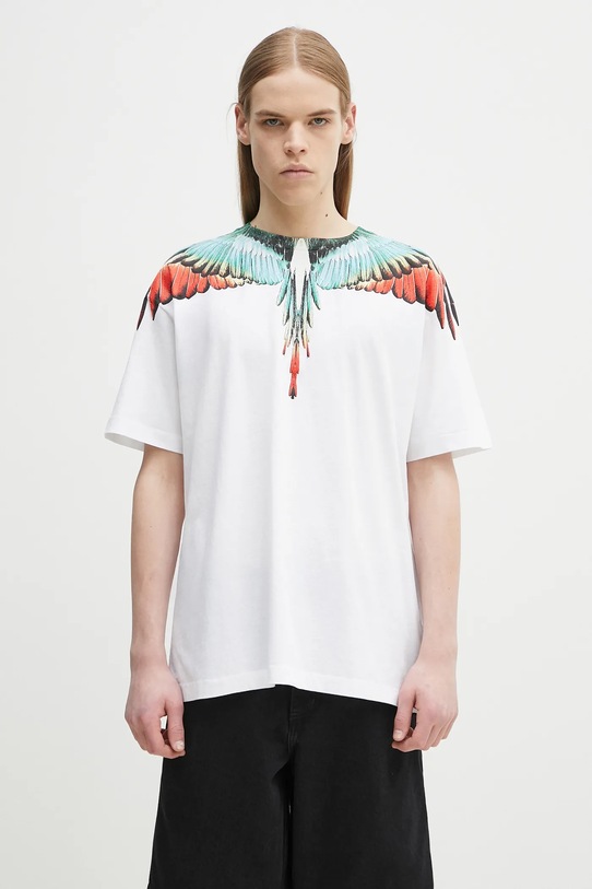 Marcelo Burlon tricou din bumbac Icon Wings Basic T-Shirt White Multicolo print alb CMAA056S25JER0010184