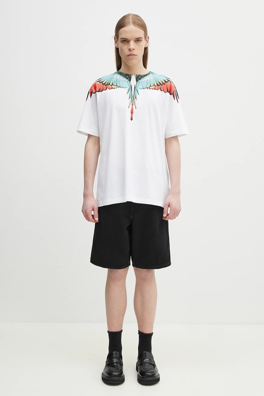 Marcelo Burlon tricou din bumbac Icon Wings Basic T-Shirt White Multicolo CMAA056S25JER0010184 alb