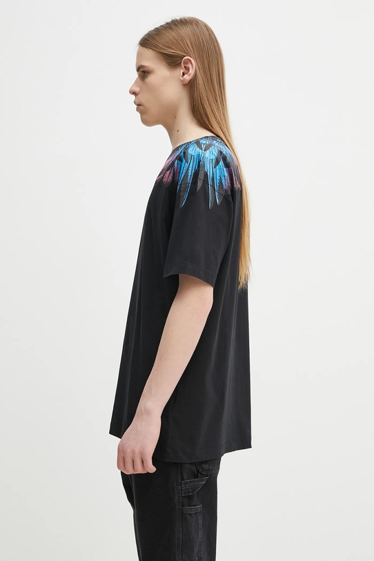 Marcelo Burlon tricou din bumbac Icon Wings Basic T-Shirt Black Pink CMAA056S25JER0011030 negru SS25