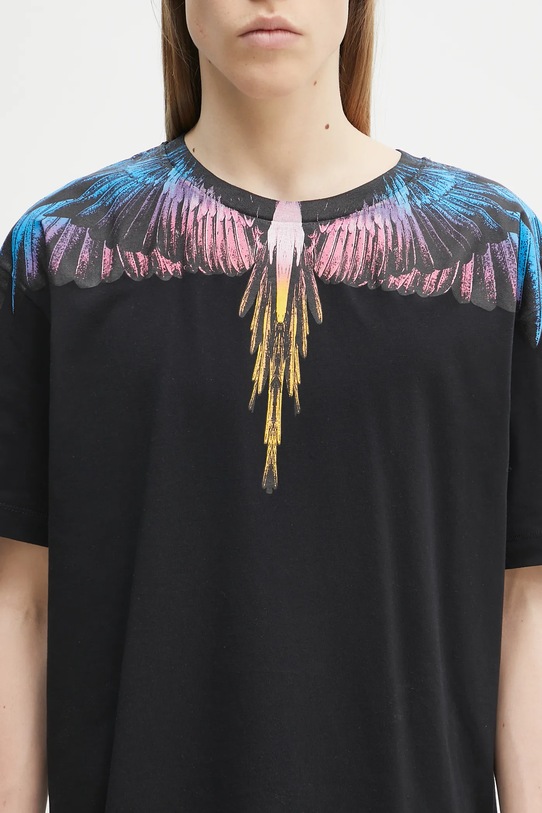 Marcelo Burlon tricou din bumbac Icon Wings Basic T-Shirt Black Pink negru CMAA056S25JER0011030