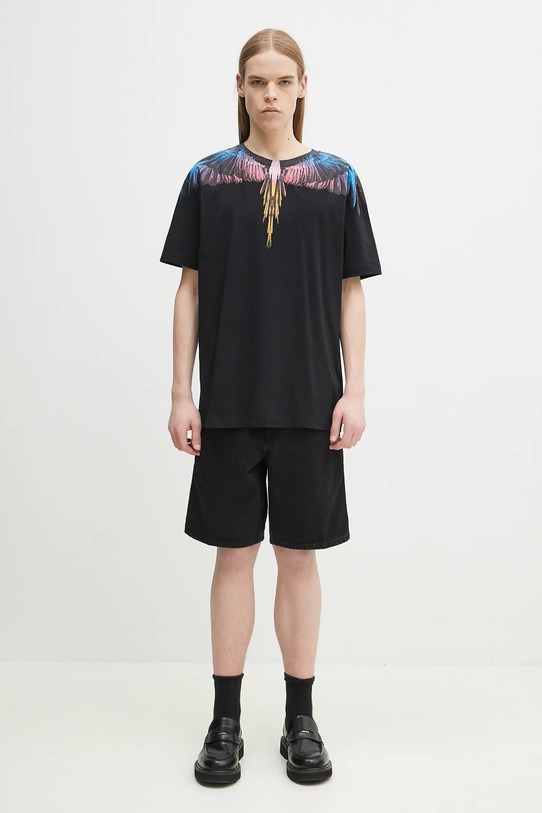 Marcelo Burlon tricou din bumbac Icon Wings Basic T-Shirt Black Pink CMAA056S25JER0011030 negru