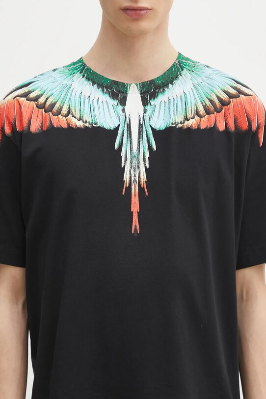 Marcelo Burlon tricou din bumbac Icon Wings Basic T-Shirt Black Multicolo negru CMAA056S25JER0011084