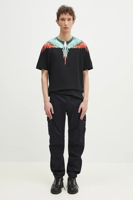 Хлопковая футболка Marcelo Burlon Icon Wings Basic T-Shirt Black Multicolo CMAA056S25JER0011084 чёрный