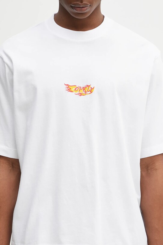 Βαμβακερό μπλουζάκι Marcelo Burlon County Flame Boxy T-Shirt White Red λευκό CMAA05AS25JER0070125
