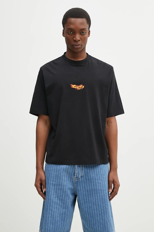 Одежда Хлопковая футболка Marcelo Burlon County Flame Boxy T-Shirt Black Red CMAA05AS25JER0071025 чёрный