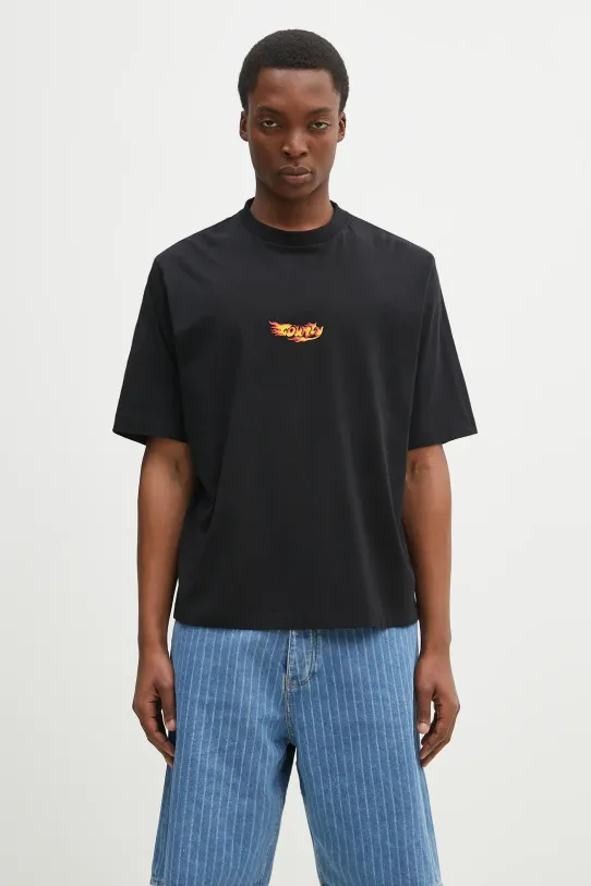 Odzież Marcelo Burlon t-shirt bawełniany County Flame Boxy T-Shirt Black Red CMAA05AS25JER0071025 czarny