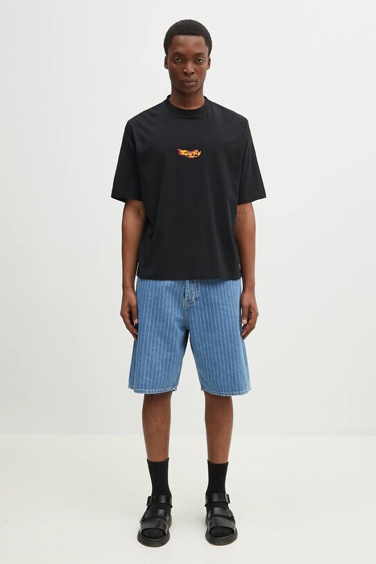 Bavlněné tričko Marcelo Burlon County Flame Boxy T-Shirt Black Red CMAA05AS25JER0071025 černá