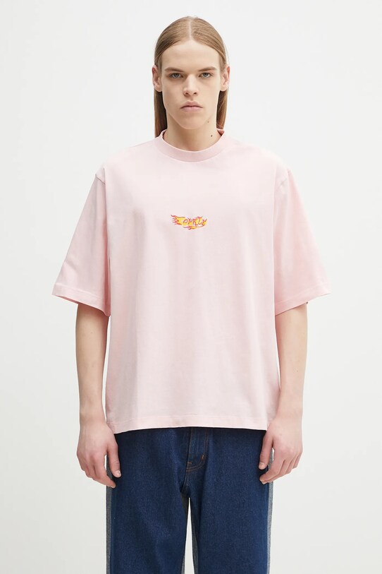 Odzież Marcelo Burlon t-shirt bawełniany County Flame Boxy T-Shirt Pink Red CMAA05AS25JER0073025 różowy