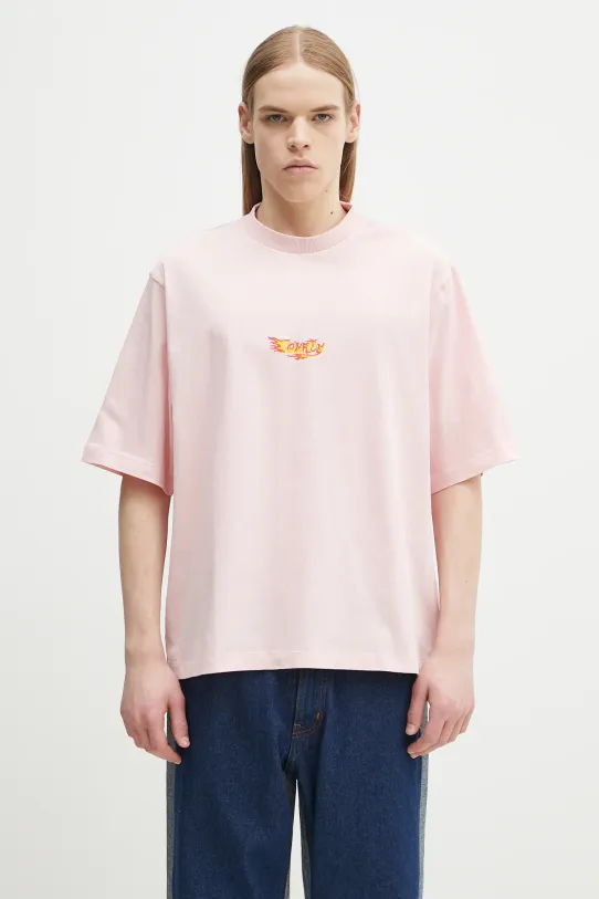 Odzież Marcelo Burlon t-shirt bawełniany County Flame Boxy T-Shirt Pink Red CMAA05AS25JER0073025 różowy