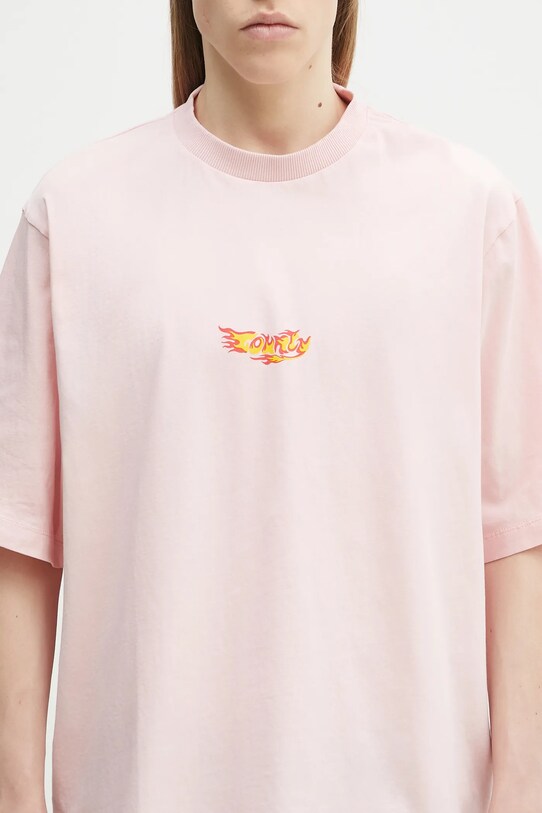 Marcelo Burlon t-shirt bawełniany County Flame Boxy T-Shirt Pink Red różowy CMAA05AS25JER0073025