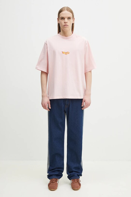 Бавовняна футболка Marcelo Burlon County Flame Boxy T-Shirt Pink Red CMAA05AS25JER0073025 рожевий