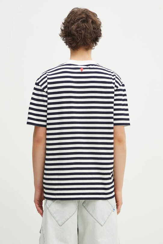Одежда Хлопковая футболка Marcelo Burlon Bunny Heart Stripe Basic Tee White Navy CMAA056S25JER0060146 тёмно-синий
