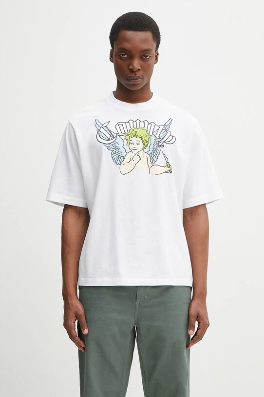 Marcelo Burlon tricou din bumbac County Angel Boxy T-Shirt White Multicol print alb CMAA05AS25JER0020184