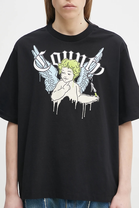 Bavlnené tričko Marcelo Burlon County Angel Boxy T-Shirt Black Multicol čierna CMAA05AS25JER0021084