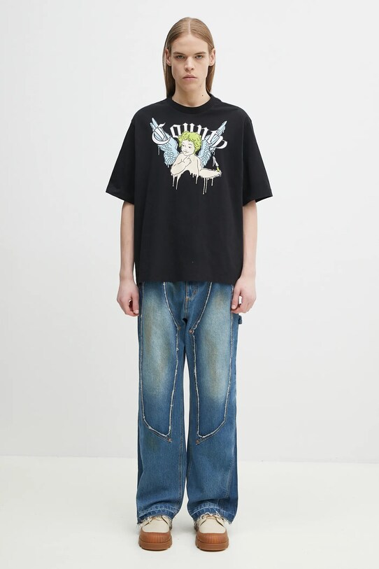 Хлопковая футболка Marcelo Burlon County Angel Boxy T-Shirt Black Multicol CMAA05AS25JER0021084 чёрный