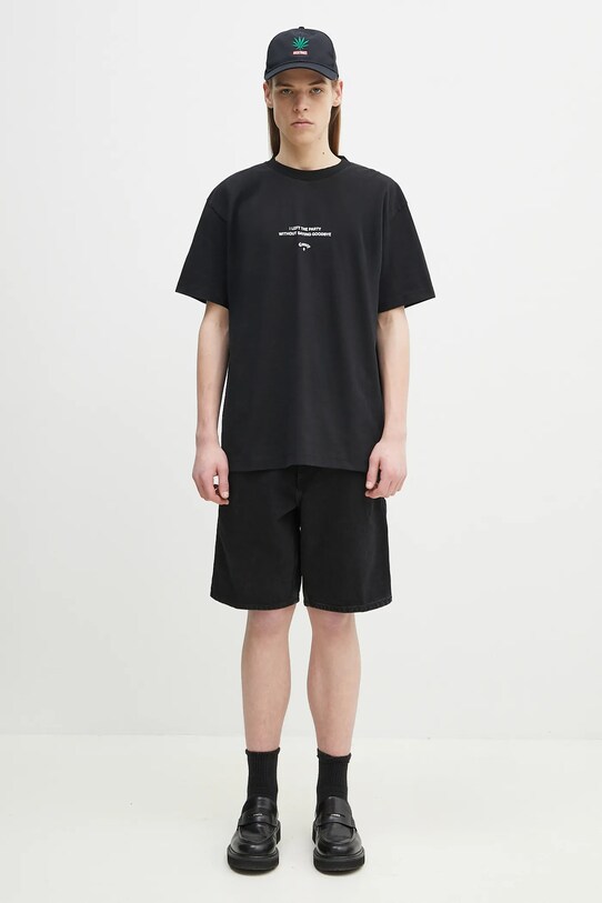 Marcelo Burlon tricou din bumbac Goodbye Quote Basic T-Shirt Black White CMAA056S25JER0071001 negru
