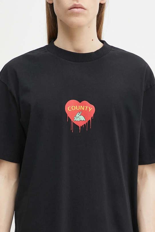 Bavlněné tričko Marcelo Burlon Bunny Heart Basic T-Shirt Black Red černá CMAA056S25JER0051025