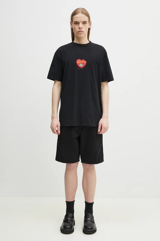 Bavlněné tričko Marcelo Burlon Bunny Heart Basic T-Shirt Black Red CMAA056S25JER0051025 černá