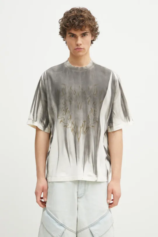 Bavlněné tričko Marcelo Burlon Fire Heart Spray Boxy T-Shirt Ecru Mediu relaxed béžová CMAA05AS25JER0096F06