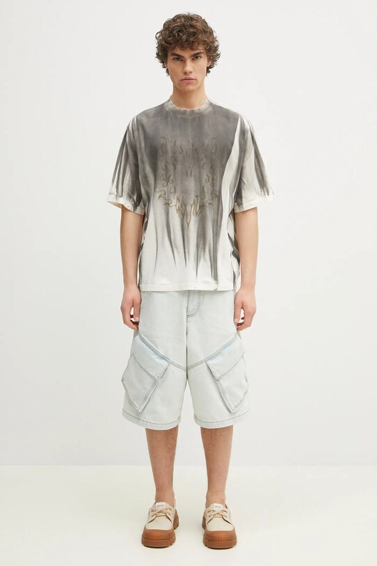 Marcelo Burlon tricou din bumbac Fire Heart Spray Boxy T-Shirt Ecru Mediu CMAA05AS25JER0096F06 bej